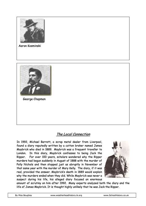 Jack the Ripper Suspects Worksheet - Free PDF Download