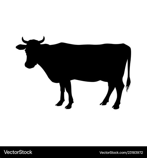 Silhouette of a standing cow Royalty Free Vector Image