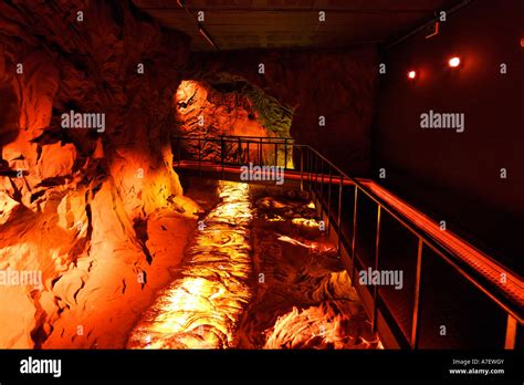 The formation of the lava caves is shown in a modern multimedia Stock Photo, Royalty Free Image ...