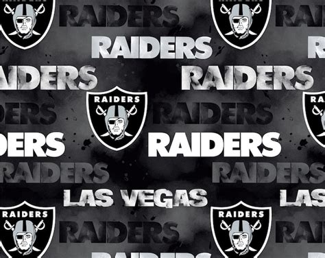 NFL Las Vegas Raiders Football Team All Over on Black Cotton - Etsy