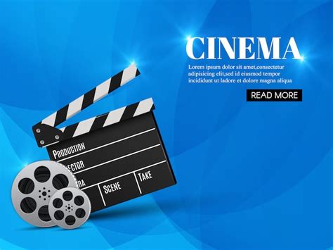 Premium Vector | Cinema banner template with clapboard