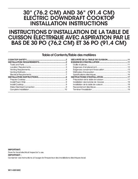 Installation Instructions for Kitchenaid & JennAir Electric Downdraft ...