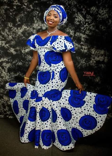 Royal Blue and White Ankara Dress African Wax African - Etsy | African party dresses, African ...