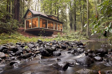 A Rustic Creekside Cabin Gets a Dramatic Update