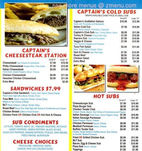 Online Menu of Captains Pizza & Sub Restaurant, Ocean City, Maryland ...