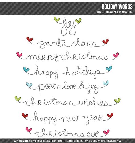 Holiday Words Digital Clipart Clip Art Illustrations Instant - Etsy