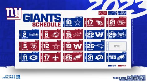 Giants release 2023 schedule, will battle it out against the Cowboys in ...