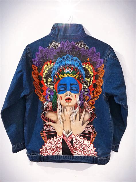 Hand painted denim jacket; Denim jacket with art; Gift; Custom Denim ...