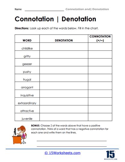 Connotation and Denotation Worksheets - 15 Worksheets.com - Worksheets ...