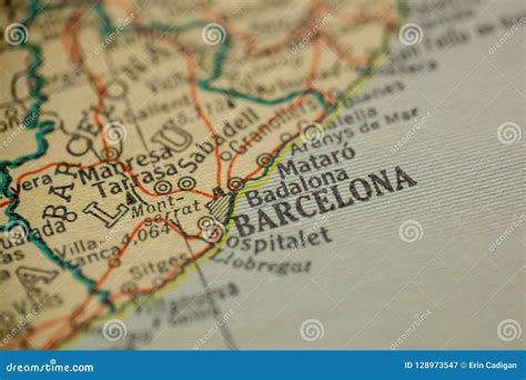 De Kaart Van Barcelona Spanje Stock Afbeelding - Image of cartografie, spanje: 128973547