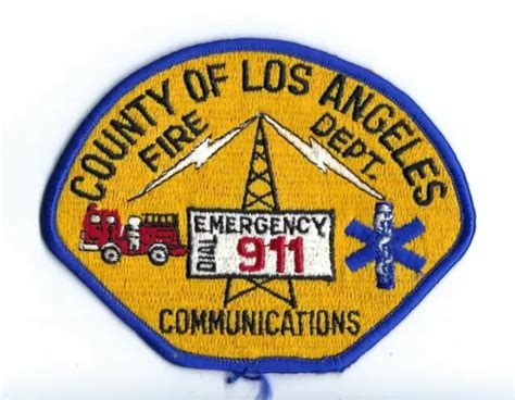 LOS ANGELES COUNTY LACo Fire Dept. 911 COMMUNICATIONS *BLUE BORDER* patch - NEW! $9.99 - PicClick