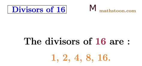 All Divisors of 16 - Mathstoon