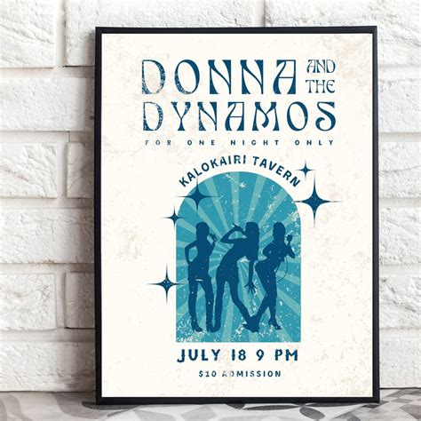 Donna and the Dynamos Poster Mamma Mia Poster Blue Wall Art - Etsy