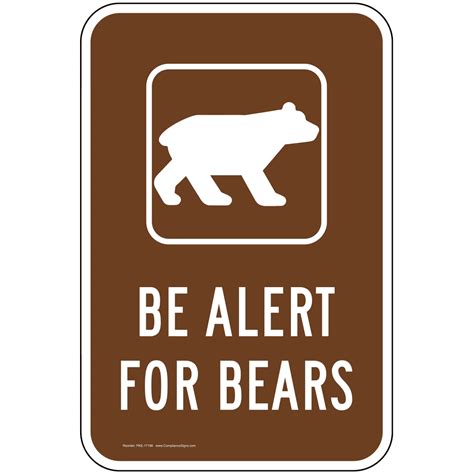 Be Alert For Bears Sign PKE-17198 Parks / Camping