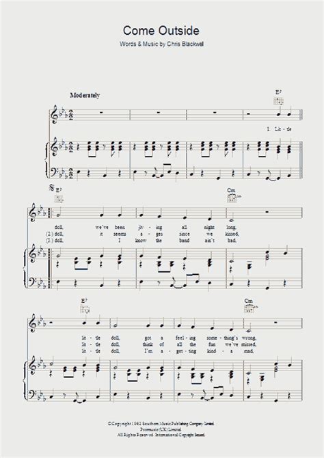 Come Outside Piano Sheet Music | OnlinePianist