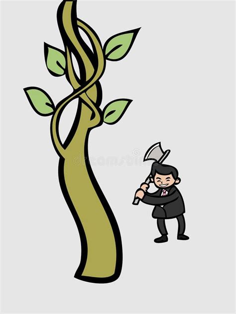 Businessman Wit Axe Cutting Giant Tree Stock Vector - Illustration of face, cute: 40163781