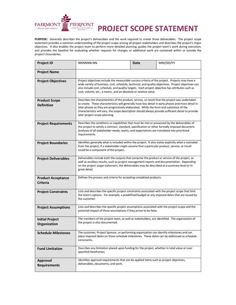 43 Project Scope Statement Templates & Examples ᐅ TemplateLab