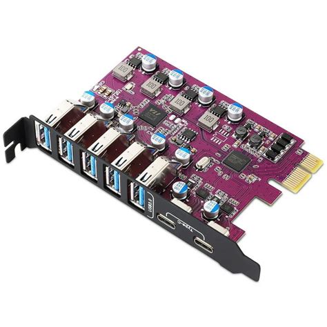 YEELIYA PCI-E to USB 3.0 Card 7 Port (2 x USB C, 5 x USB A), PCI ...