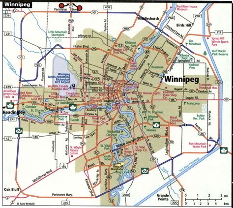 Winnipeg city road map for truck drivers area town toll free highways ...