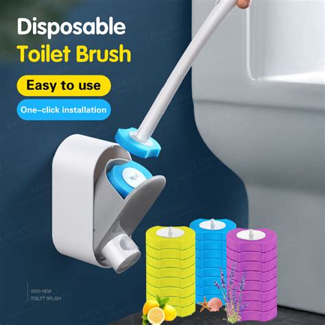 Disposable Toilet Brush with Holder and Refill || Toilet Bowl Cleaner Rim Rimless Bathroom ...