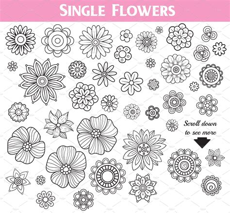 Floral Doodles Collection | 꽃그림, 패턴, 드로잉