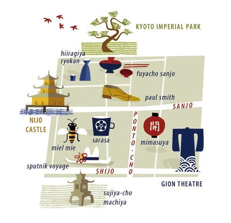 Image detail for -kyoto tourist map,nijo castle,gion theatre,paul sm ...