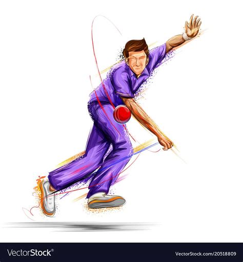 illustration of Bowler bowling in cricket championship sports. Download a Free Preview or High ...