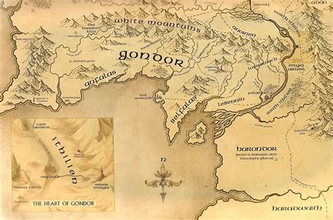 Detailed map of Gondor | Middle earth map, Middle earth, Lord of the rings