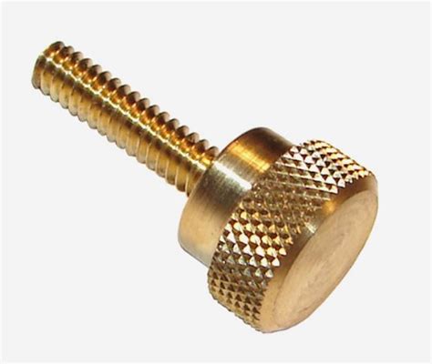 Brass Thumb Screw, Knurled Head, 0.75" Length, Fully Threaded, 1/4"-20 UNC Threads, Made in US ...