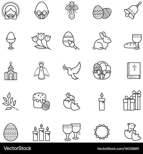 Outline icons - easter symbols spring set Vector Image