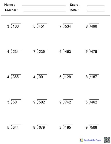 Easy Division Worksheets Printable