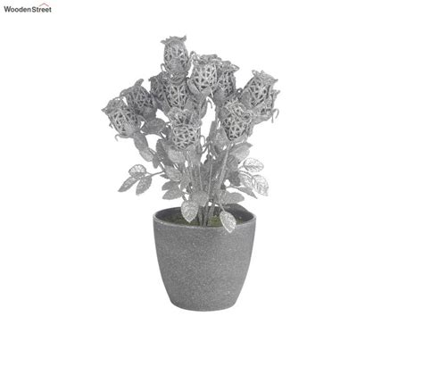 Buy Silver Spray Painted Spiral Rose Plant with Pot at 52% OFF Online | Wooden Street