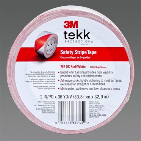 3M™ Safety Stripe Tape 767 DC Red/White 2 in x 36 yd, 12 per case individually wrapped - Single ...