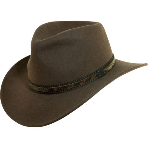 Men's Dorfman Pacific Wool/Felt Outback Hat - Khaki, Large, Model ...