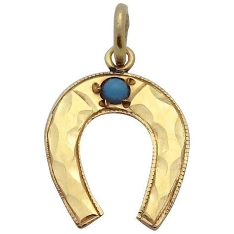 Vintage 14K Gold Lucky Horseshoe Charm with Turquoise Gemstone | Horseshoe charm, Turquoise ...