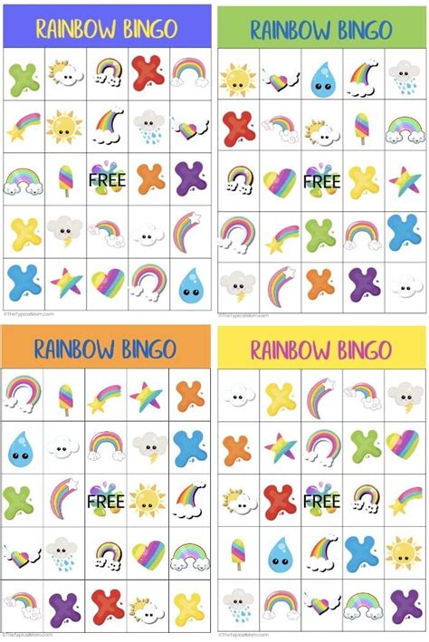 Free Rainbow Bingo Game - Rainbow Bingo Printable PDF Cards
