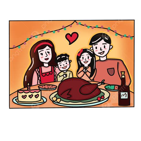 Thanksgiving Dinner PNG Transparent, Thanksgiving Family Dinner Cartoon ...