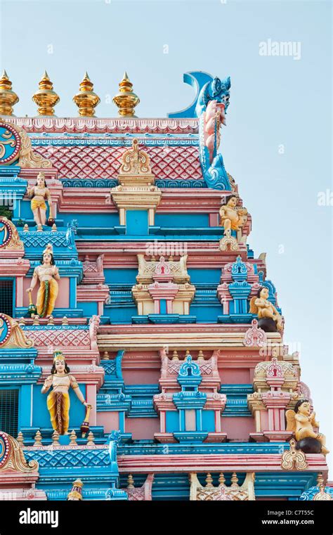 Indian gopuram temple architecture in the South Indian town of ...