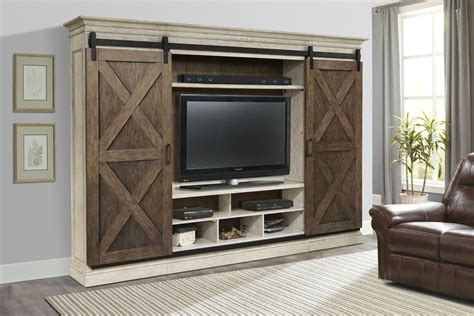 Savannah 5 Piece Sliding X Barn Door Entertainment Wall Unit | Entertainment wall units ...