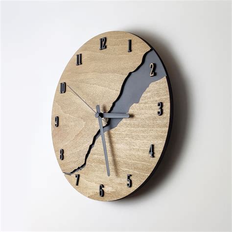 Modern Wall Clock With Numbers Silent Unique Wood Minimalist - Etsy