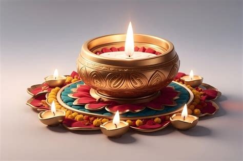 Premium AI Image | Happy Diwali Deepavali Festible Lamp Happy Box Candle Decoration