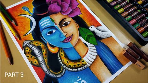 PART 3 || Shiv Parvati drawing, Shiva drawing, Oil pastel drawing, Sanju Arts - YouTube