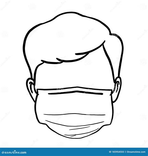 Outline of Man Wearing Surgical Mask. Stock Illustration - Illustration ...