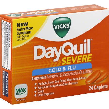 Allergy Care, Cough, Colds, Sore Throat - Dayquil - Vicks Dayquil Severe Flu Relief Caplets 24 Ct