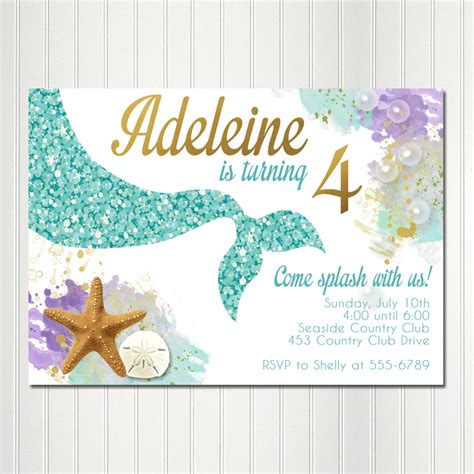 Printable Mermaid Invitations