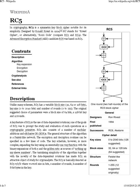 RC5 Cipher - Wikipedia | PDF | Cryptography | Cyberwarfare