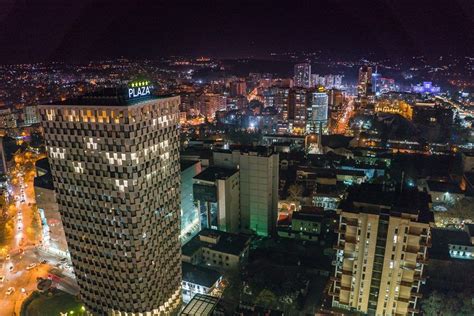 Sparkles of lights at Tirana night from the International Hotel of Tirana