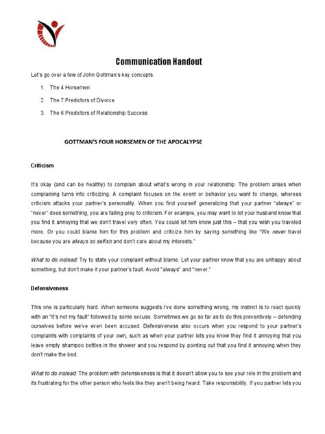 Gottman Communication Handout | PDF