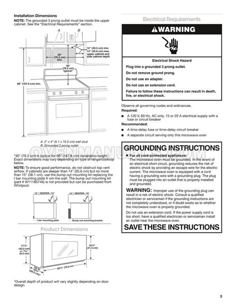 Whirlpool WMH31017HZ Microwave Oven Installation Instructions