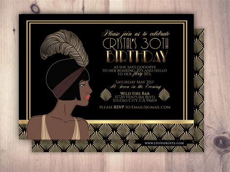 Great Gatsby birthday invitation, Roaring 20's, Hollywood film theme ...